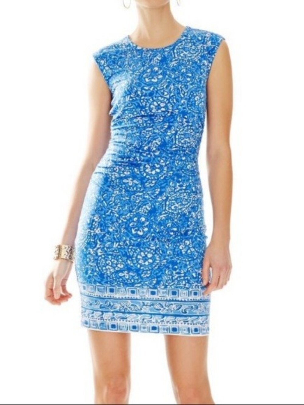 Lilly Pulitzer Madeira Give Em Shell Ruched Fitted Resortwear Dress Size Medium